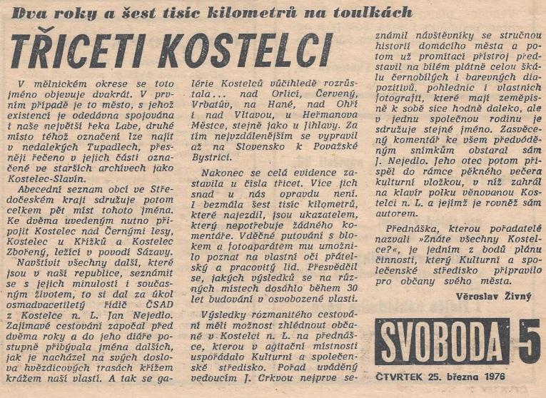 Toulky po Kostelcích